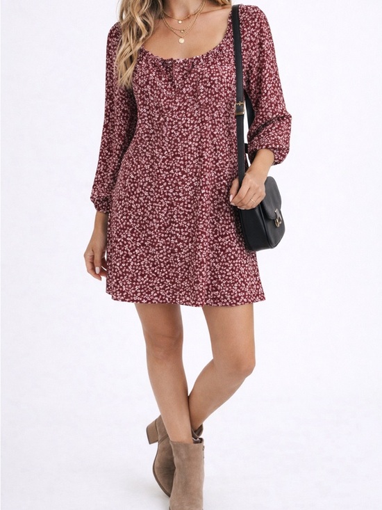 Lush Dresses & Skirts - Lush Rust Floral Blouse with Light Pink Print
